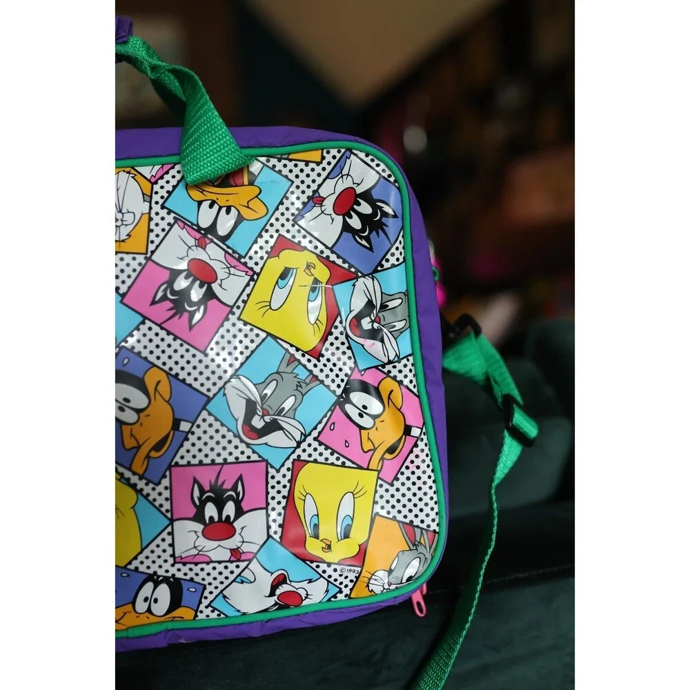 Vintage 90s Looney Tunes Messenger Crossbody Bag Bugs Bunny Tweety Daffy